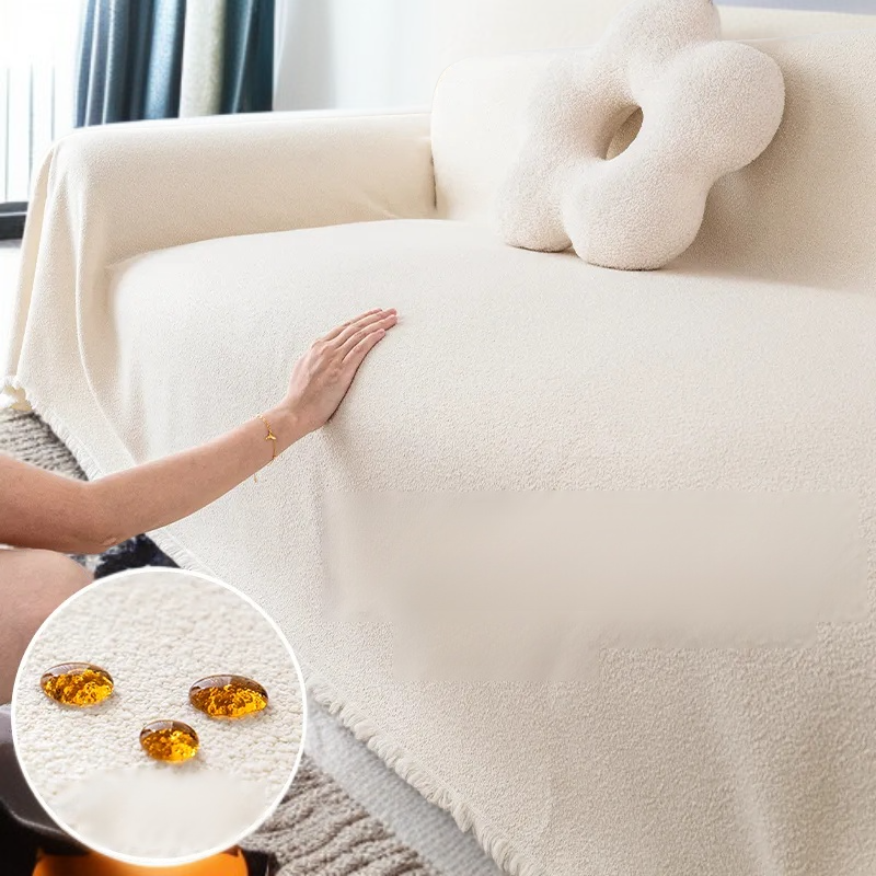 ソファークッション毛布 ソリッドカラーフルカバークッションソファカバー 防水防汚テディフリース毛布