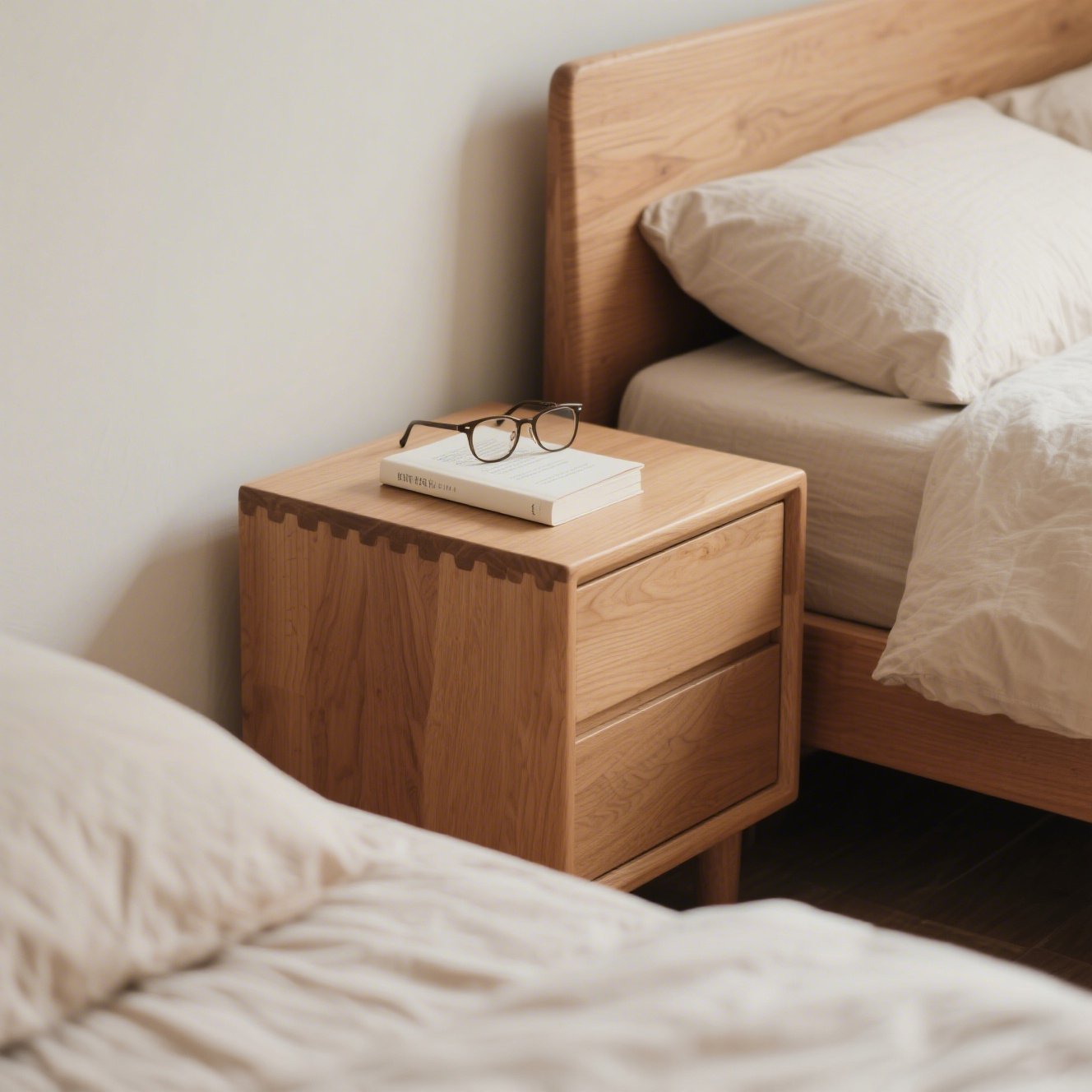 高品質の無垢材のベッドサイドテーブル