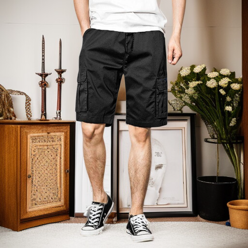 夏メンズゆったり多ポケットワークハーフパンツ