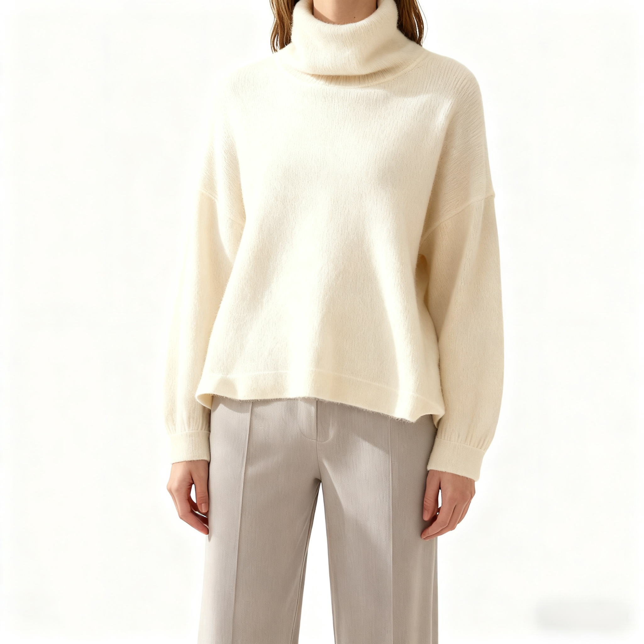 미색 니트 스웨터