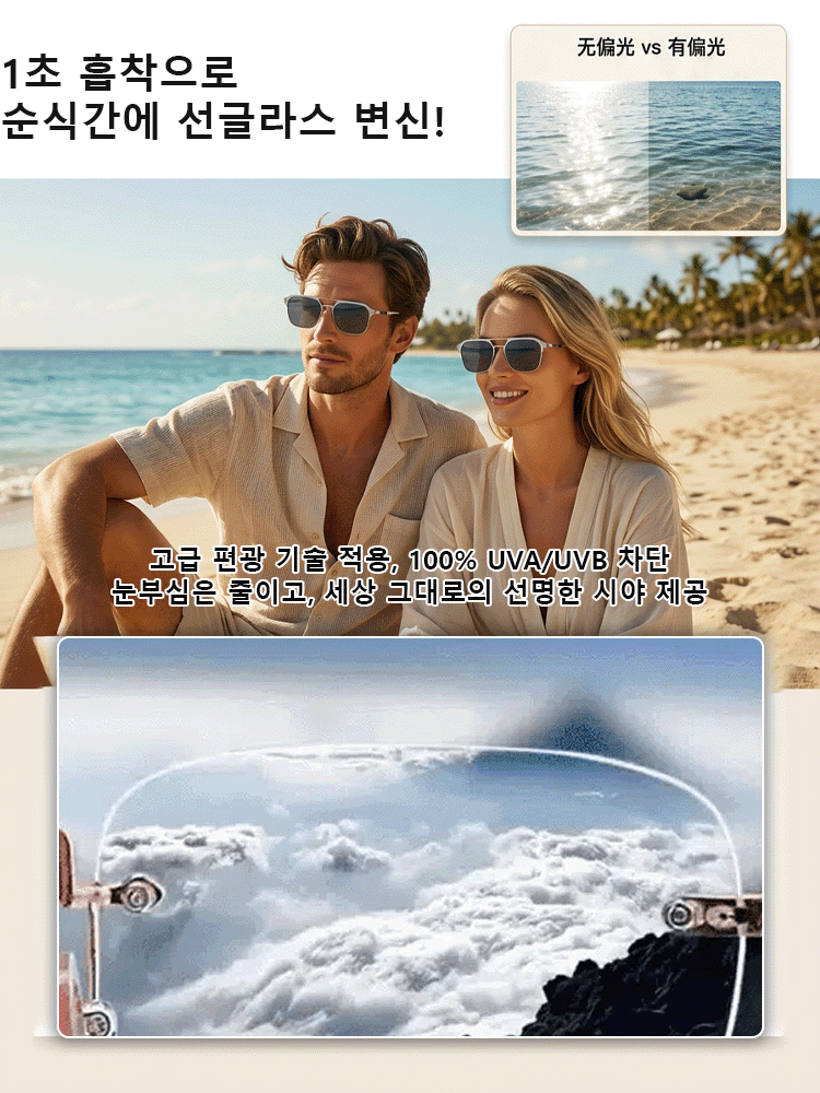 순티타늄 3-in-1 편광 마그네틱 클립 선글라스