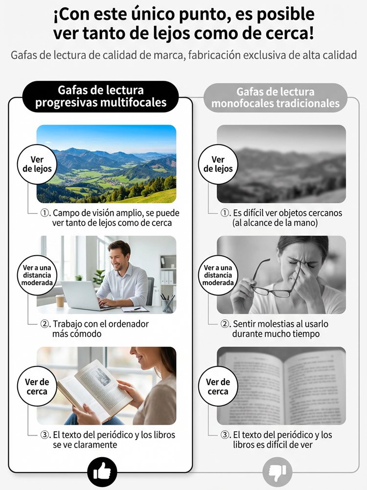 Gafas de presbicia HD con zoom inteligente, protección contra radiación y antifatiga.
