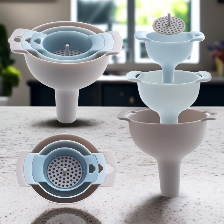 주방 다기능 플라스틱 깔때기 세트 분리 거름망 찌꺼기 필터 전용