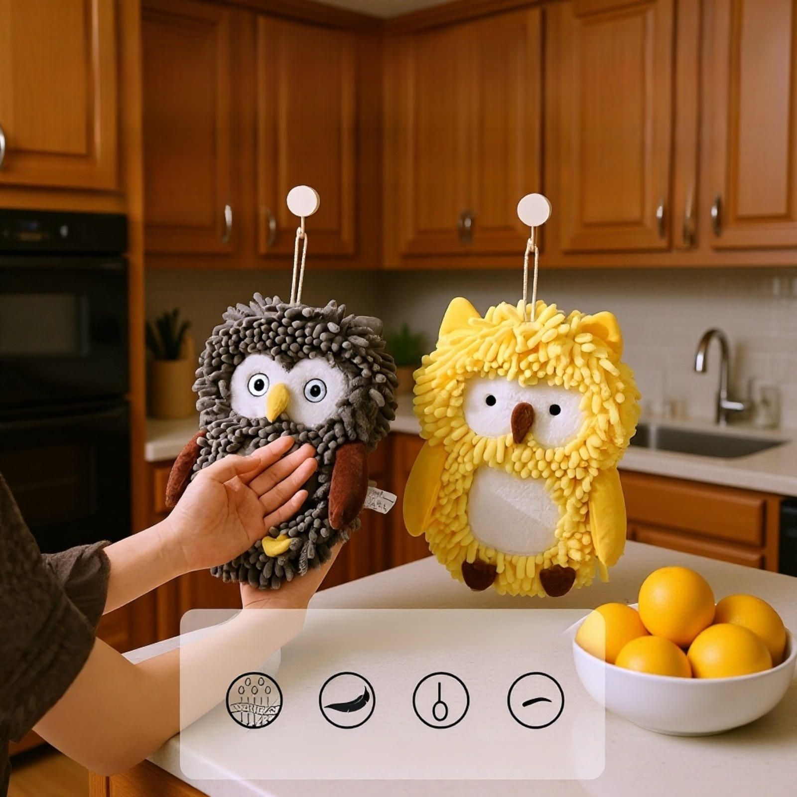 올빼미 셰닐 핸드 타월