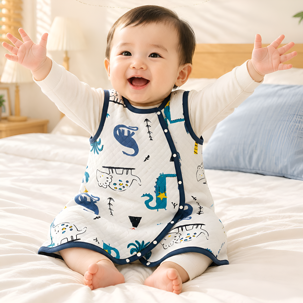 純綿の子供用スリーピングバッグ、春秋用ベビーホームウェア、幼稚園用キック防止ブランケット、ベビーベストスリーピングバッグ、夏用