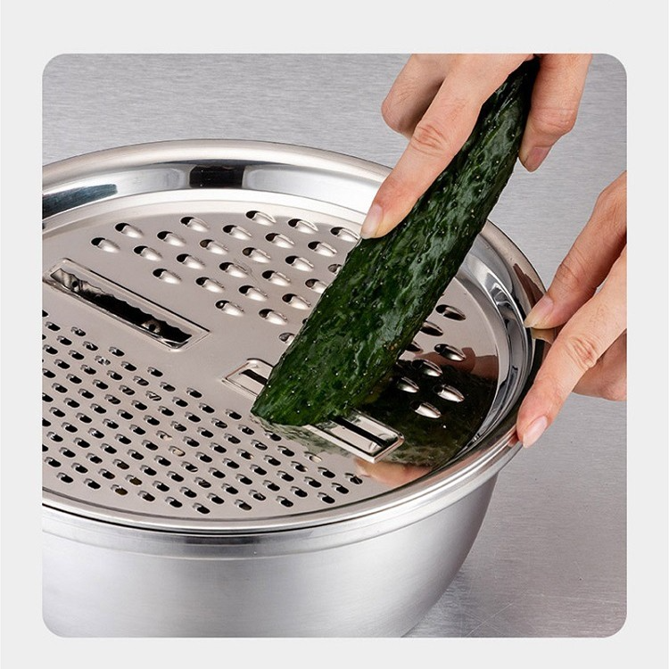 Stainless steel grater bowl three-piece set