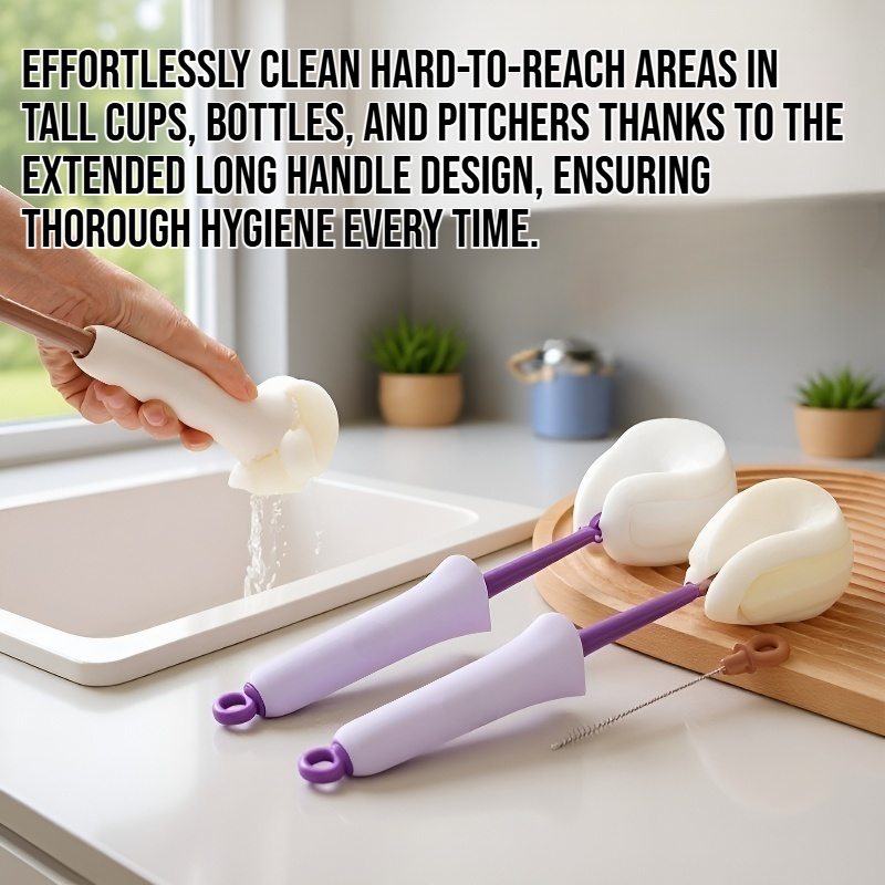 Hangable long-handled sponge cup cleaning brush