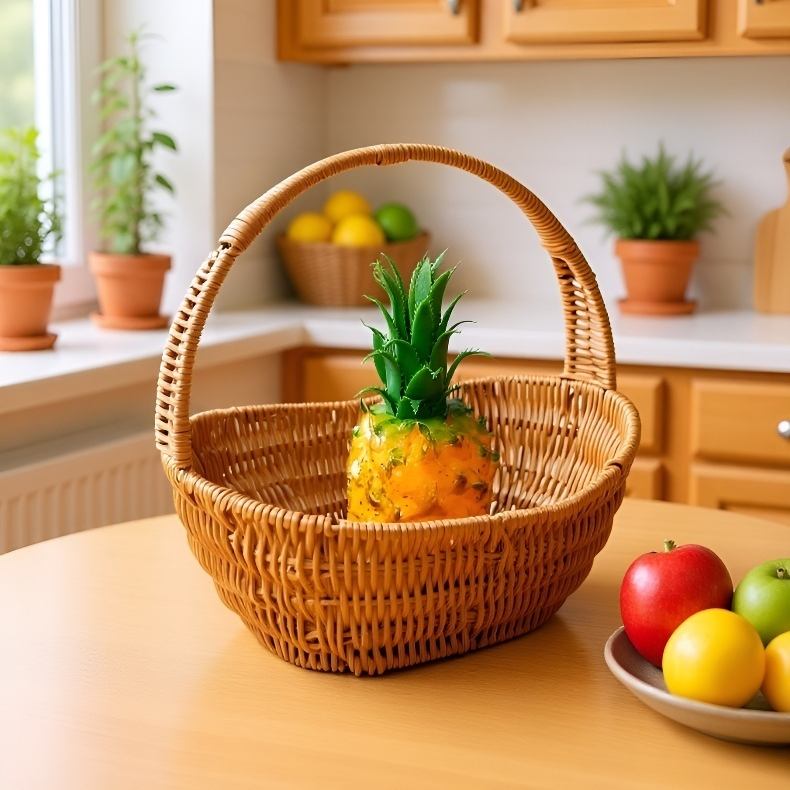 Basket used as living room organizer