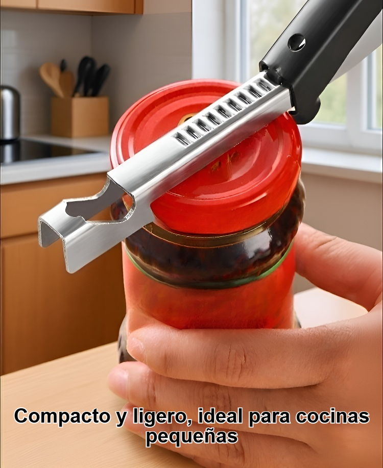 Detalle del mecanismo de corte del abrelatas de acero inoxidable