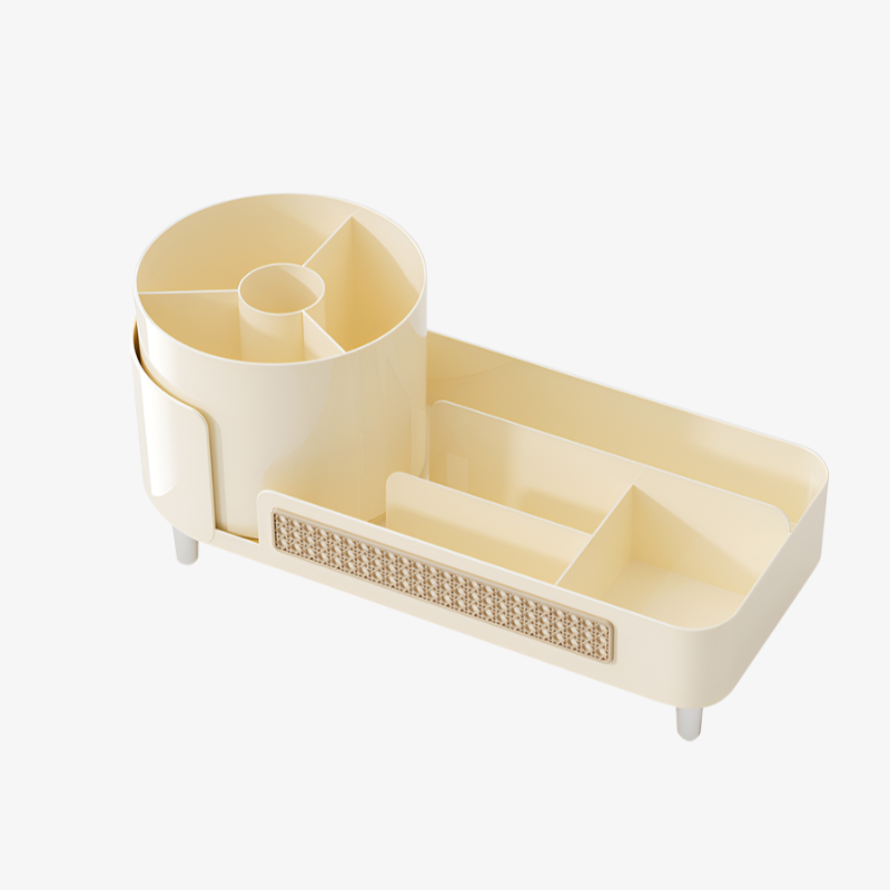 化粧品収納ボックス、ハイエンドデスクトップ、回転可能なグリッドペンホルダー、ドレッシングテーブル、大容量、多機能メイクボックス