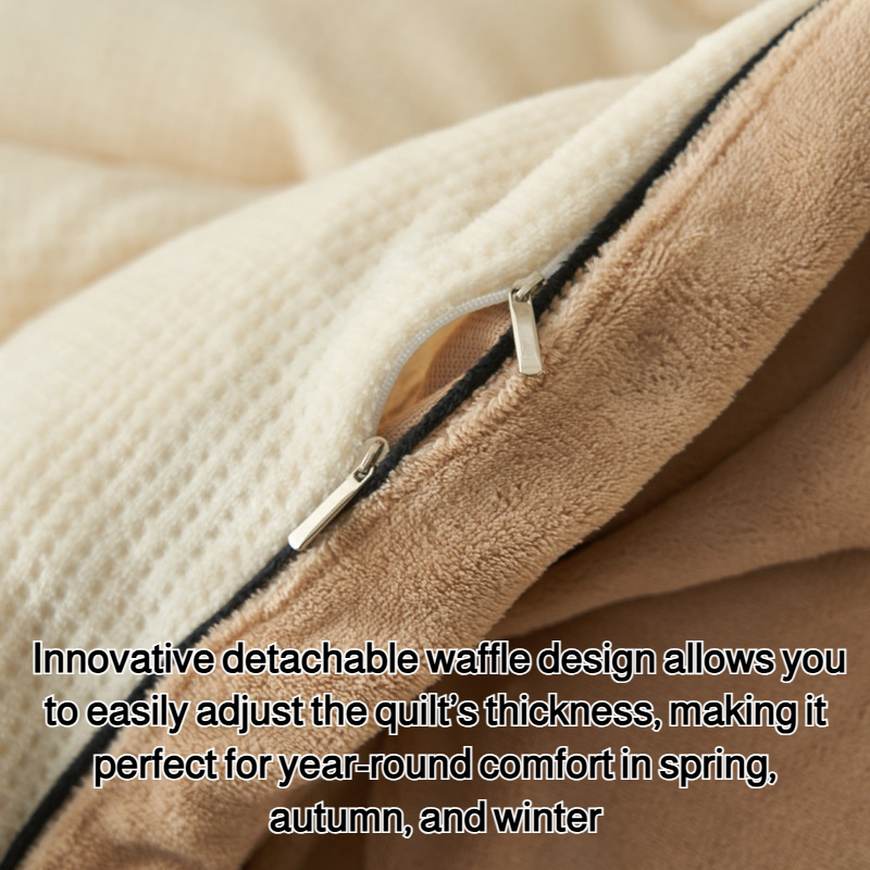 2024 new milk velvet winter quilt waffle detachable quilt thick warm quilt core spring and autumn qu