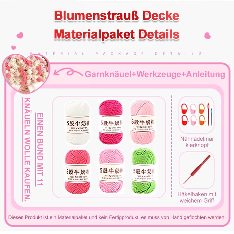 Ein Geschenk mit Wärme DIY Blumen Decken Set einfach zu lernen garantiertes Erfolgserlebnis