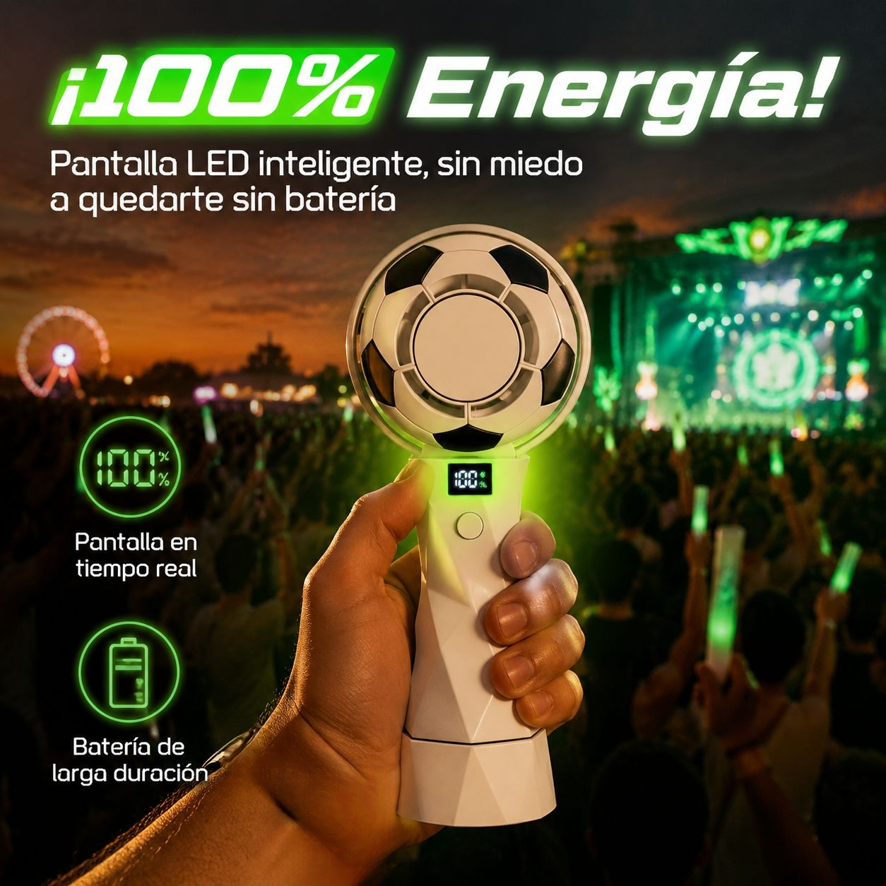 Mini ventilador de cuello con enfriamiento rápido para fútbol
