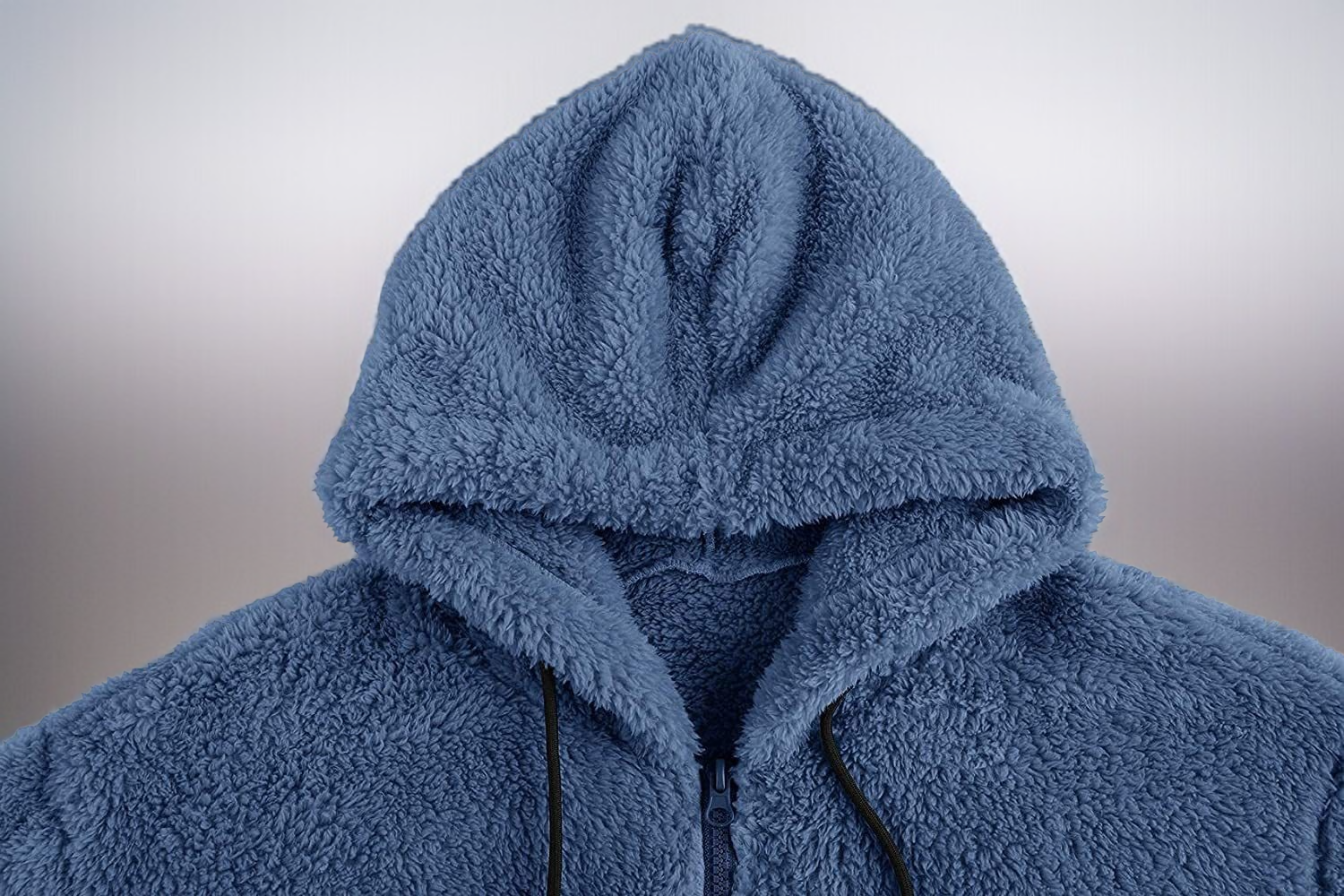 Men wearing hooded fleece warm jacket outdoors