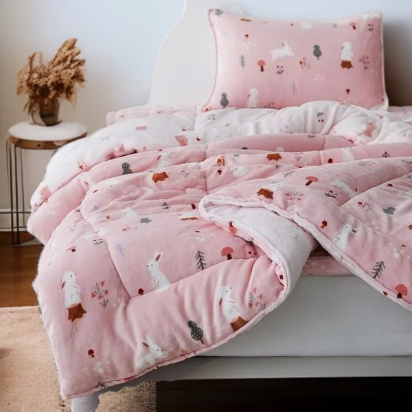 도톰 프린트 춘추 이불 겨울 이불 보온 스웨이드 이불솜 이불을 두껍게 하고 겨울 이불 보온 봄가을 이불