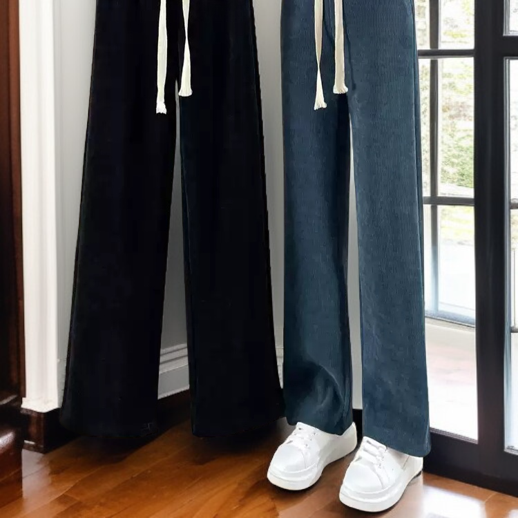 Women's casual fleece pants high waist wide leg daily commuter style