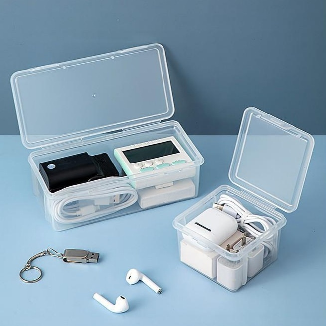  กล่องเก็บสายชาร์จพร้อมฝาปิด สำหรับที่ชาร์จมือถือ หูฟัง แฟลชไดร์ฟ แบบพกพาใช้ในบ้าน