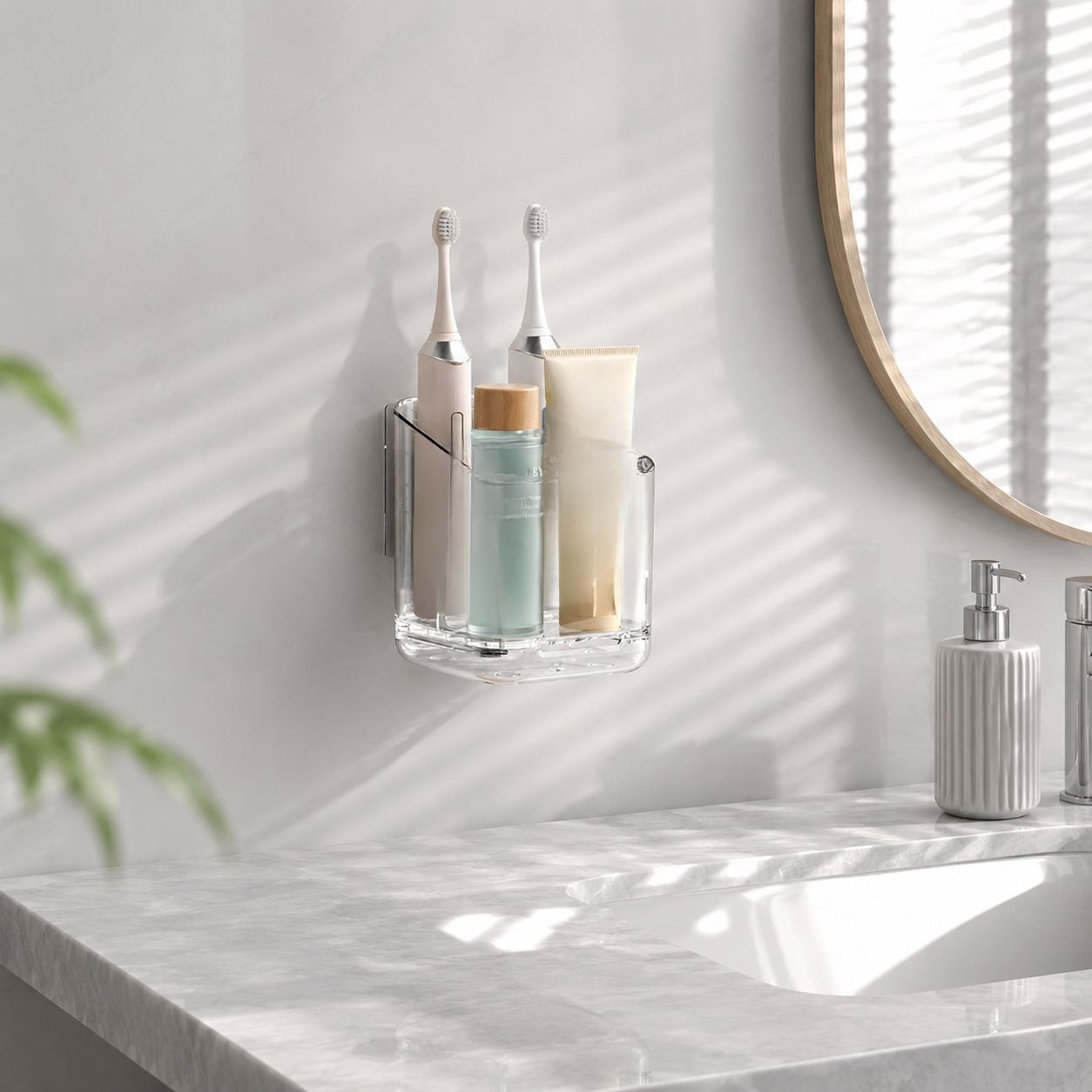 Étagère de rangement murale à sections amovibles installée dans un salon moderne