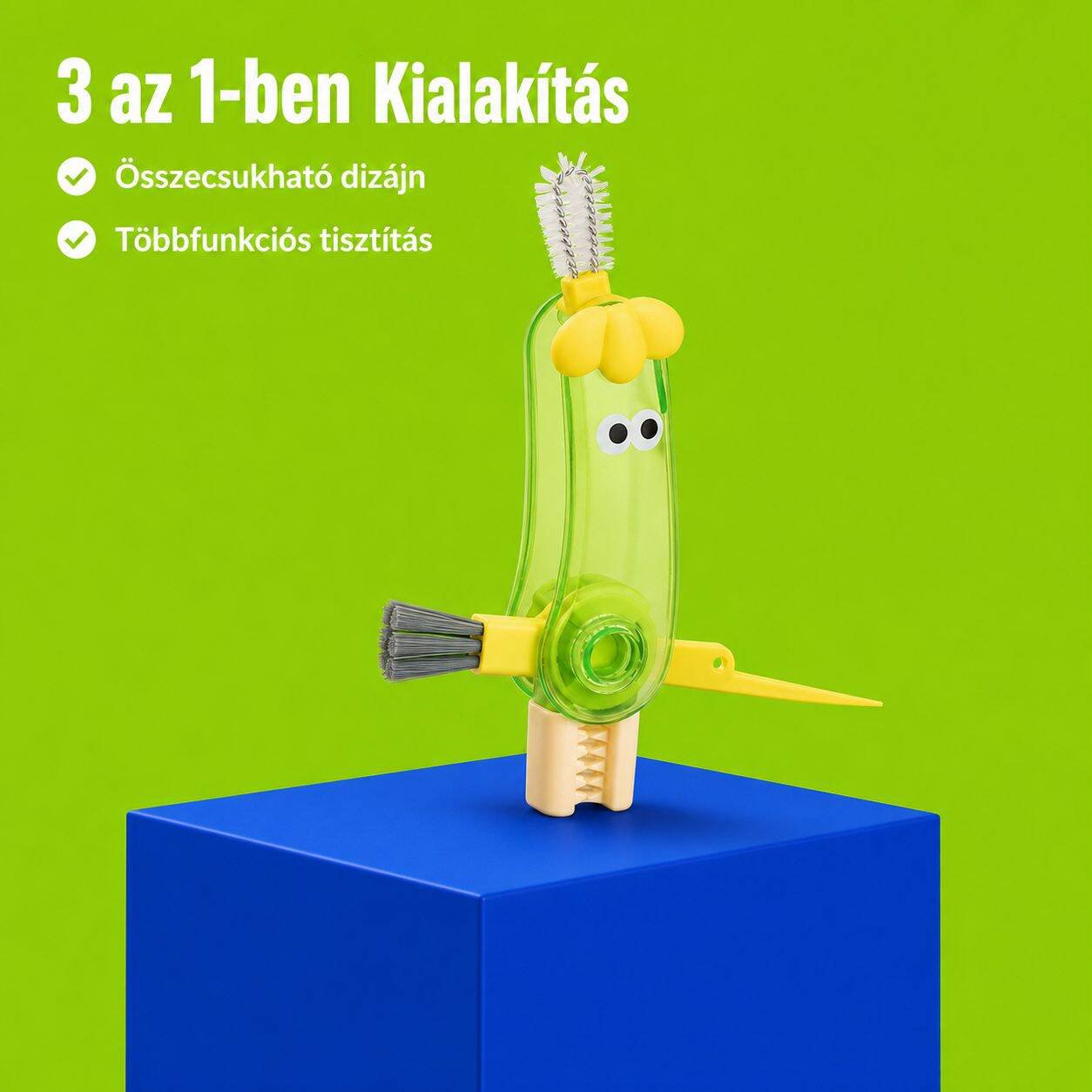 Többfunkciós padlizsán alakú pohárfedél kefe