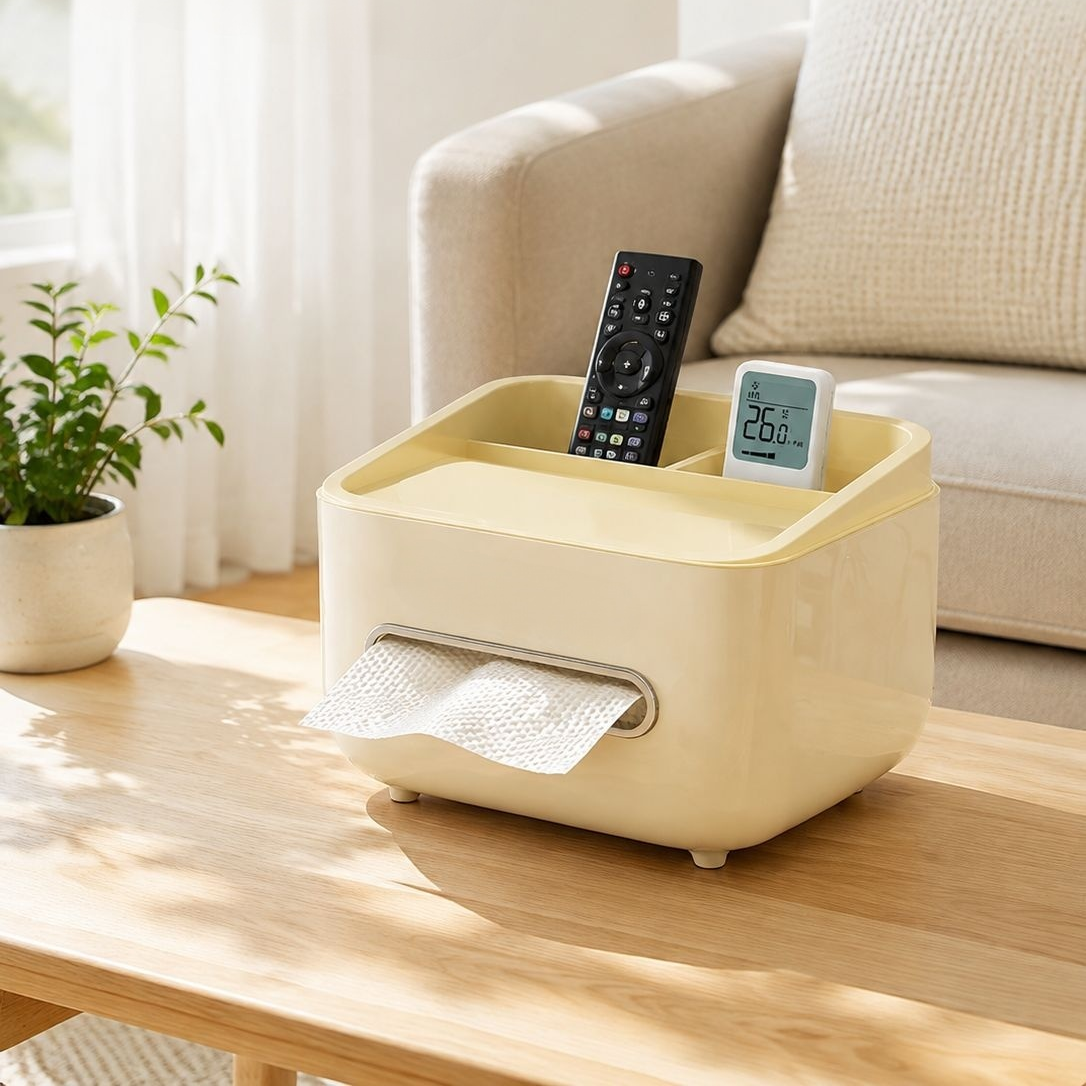 多機能リモコン収納付きティッシュケース