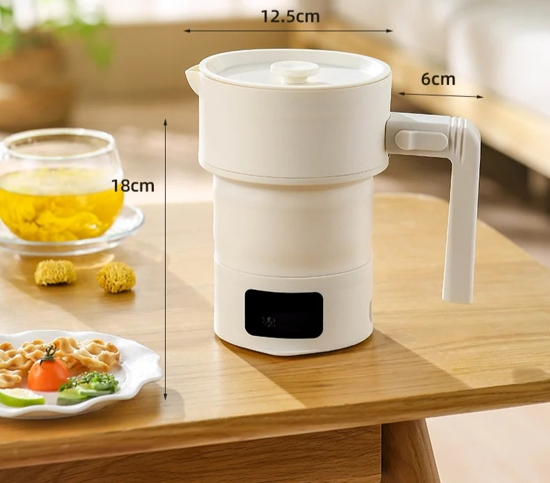 収納時の折りたたみ電気ケトルのサイズ比較