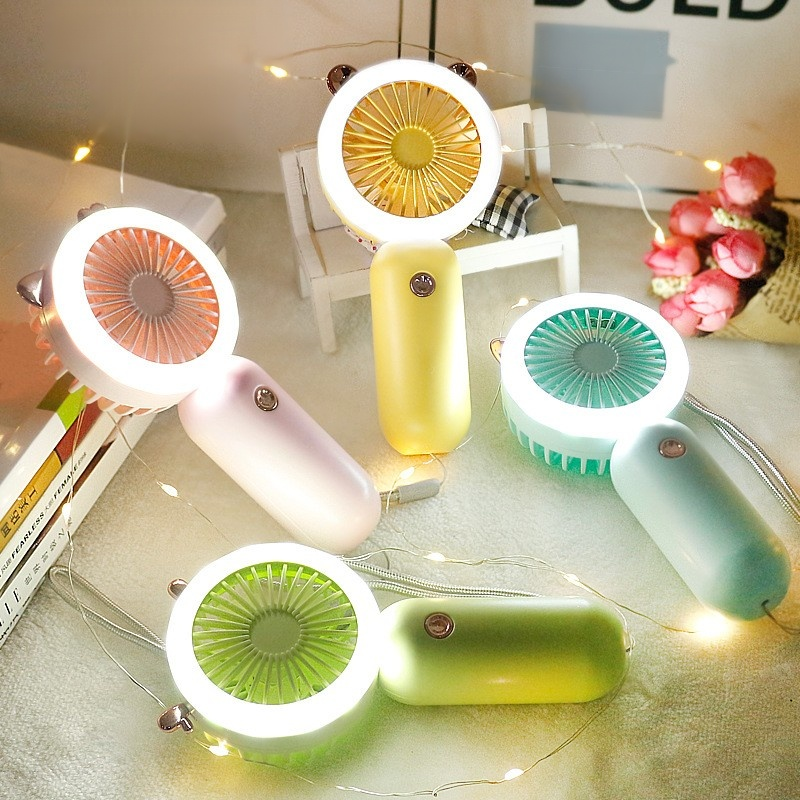 Ventilador de mano infantil, bolsillo, enfriamiento, iluminación nocturna, regulable