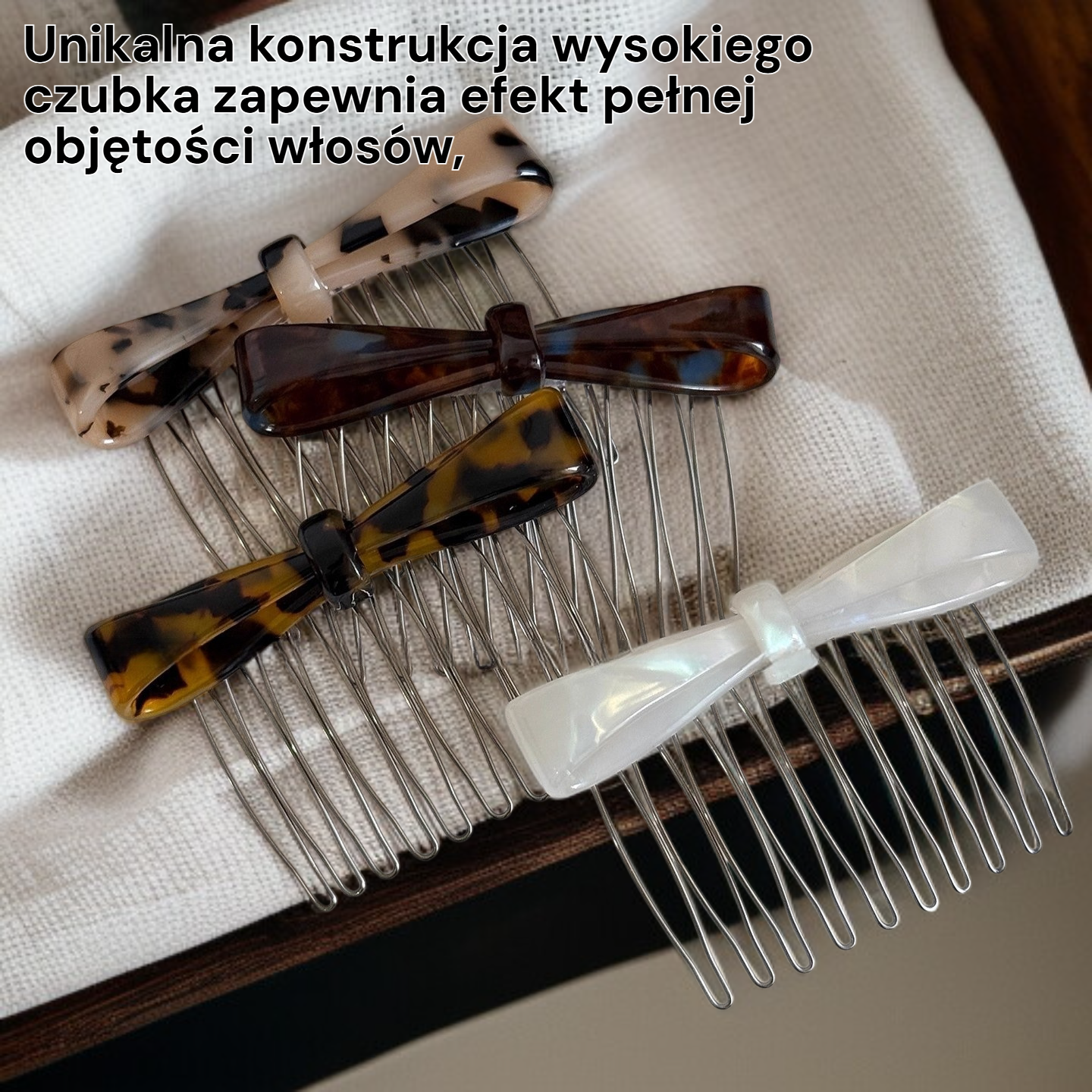 Wsuwka do włosów z wysokim czubkiem, antypoślizgowa, puszysta, z boczną kokardą