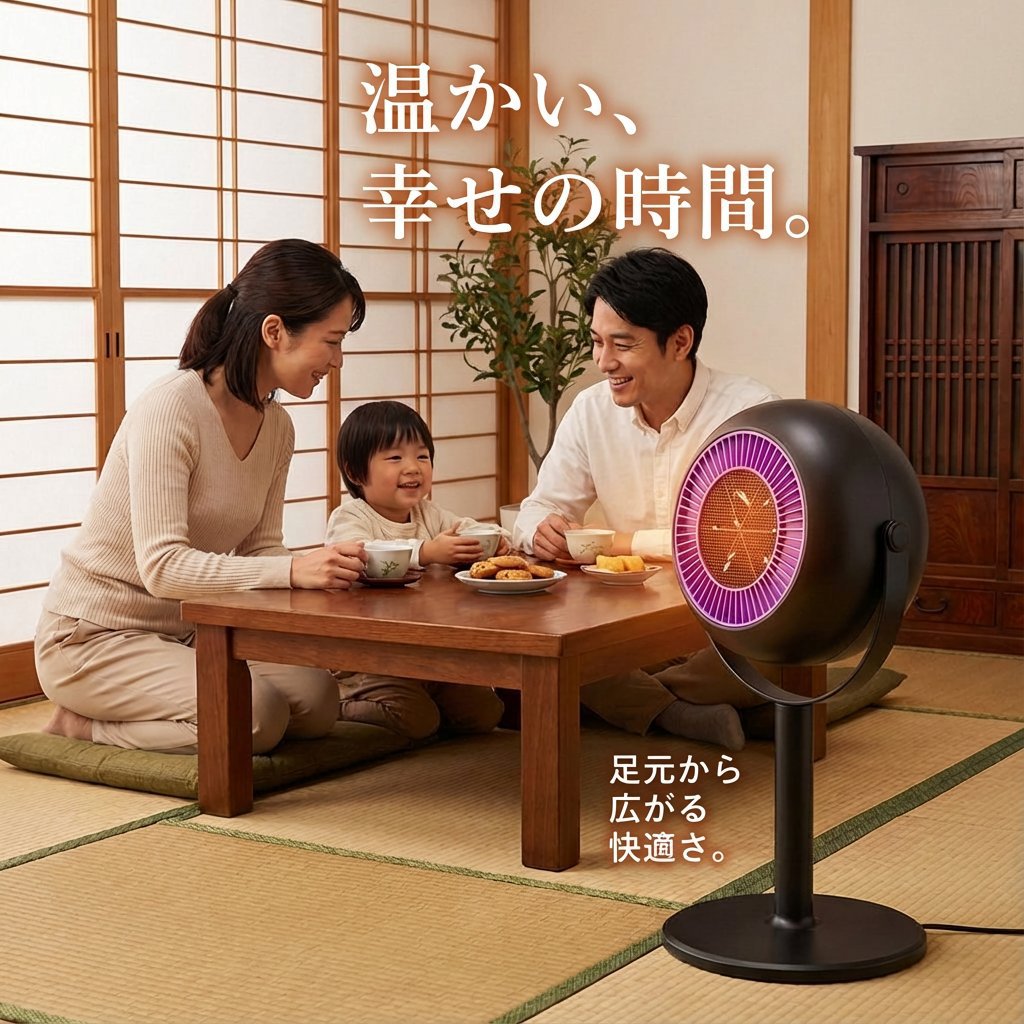 【気象庁推奨！360°全方位立体暖房、1秒で温まる】床置き伸縮式ファンヒーター