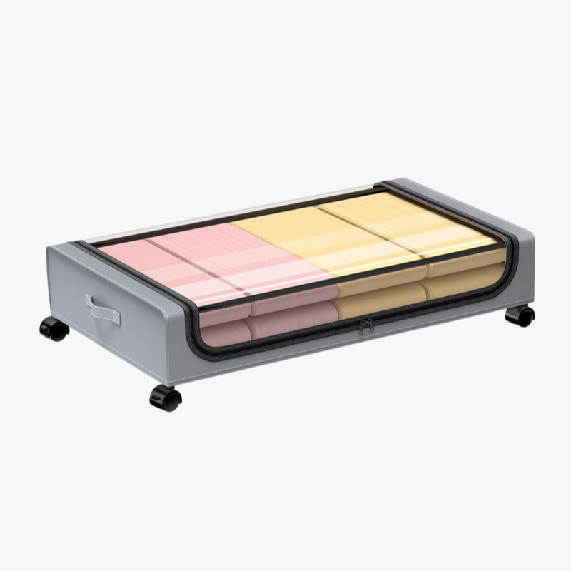 Wheeled, dustproof, covered folding under-bed storage box