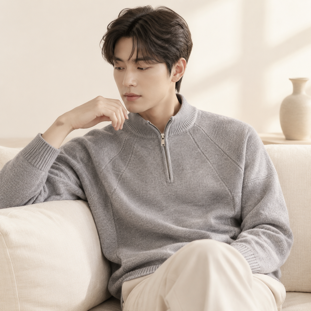 남자 가을 하프집업 니트 이너 스웨터