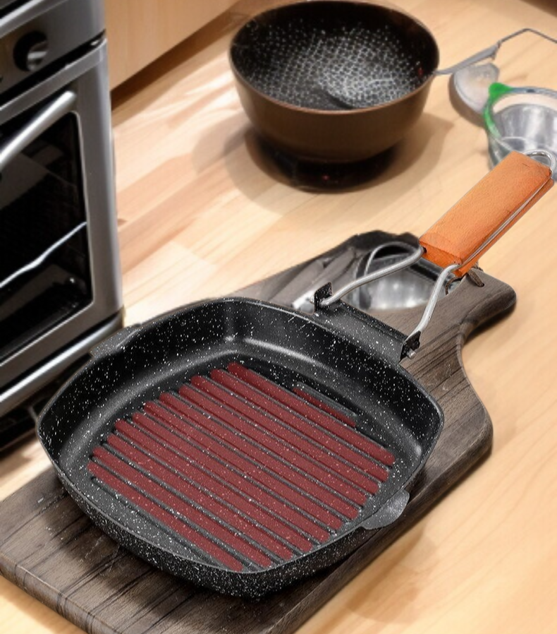 特製ステーキポット、ステーキポット、オムレツポット、アウトドア用ベーキングパン、折りたたみ式で便利な電磁調理器付きポータブルフライパン、ガスコンロ、万能フライパン