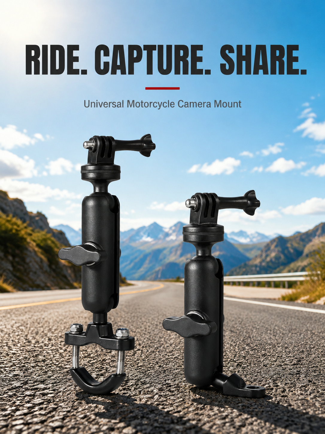 Bike Camera Mount for Insta360/Gopro, Universal Motorcycle & Bicycle Shooting Accessory