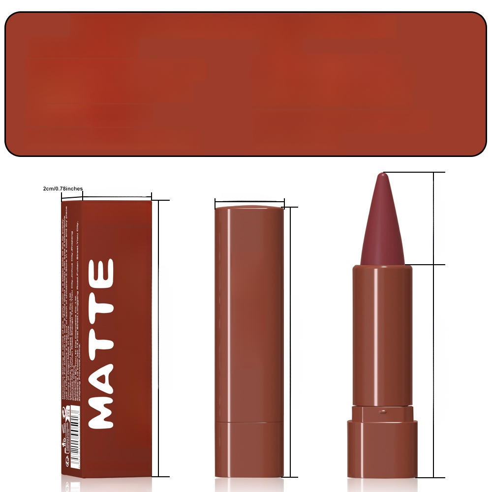 Lápiz labial mate de color marrón rojizo