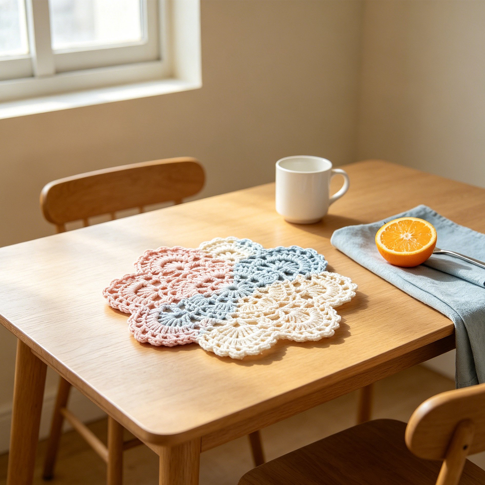 Handmade Crochet Lace Tablecloth (Set of 4)