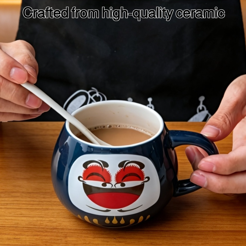 Face-painted ceramic mug