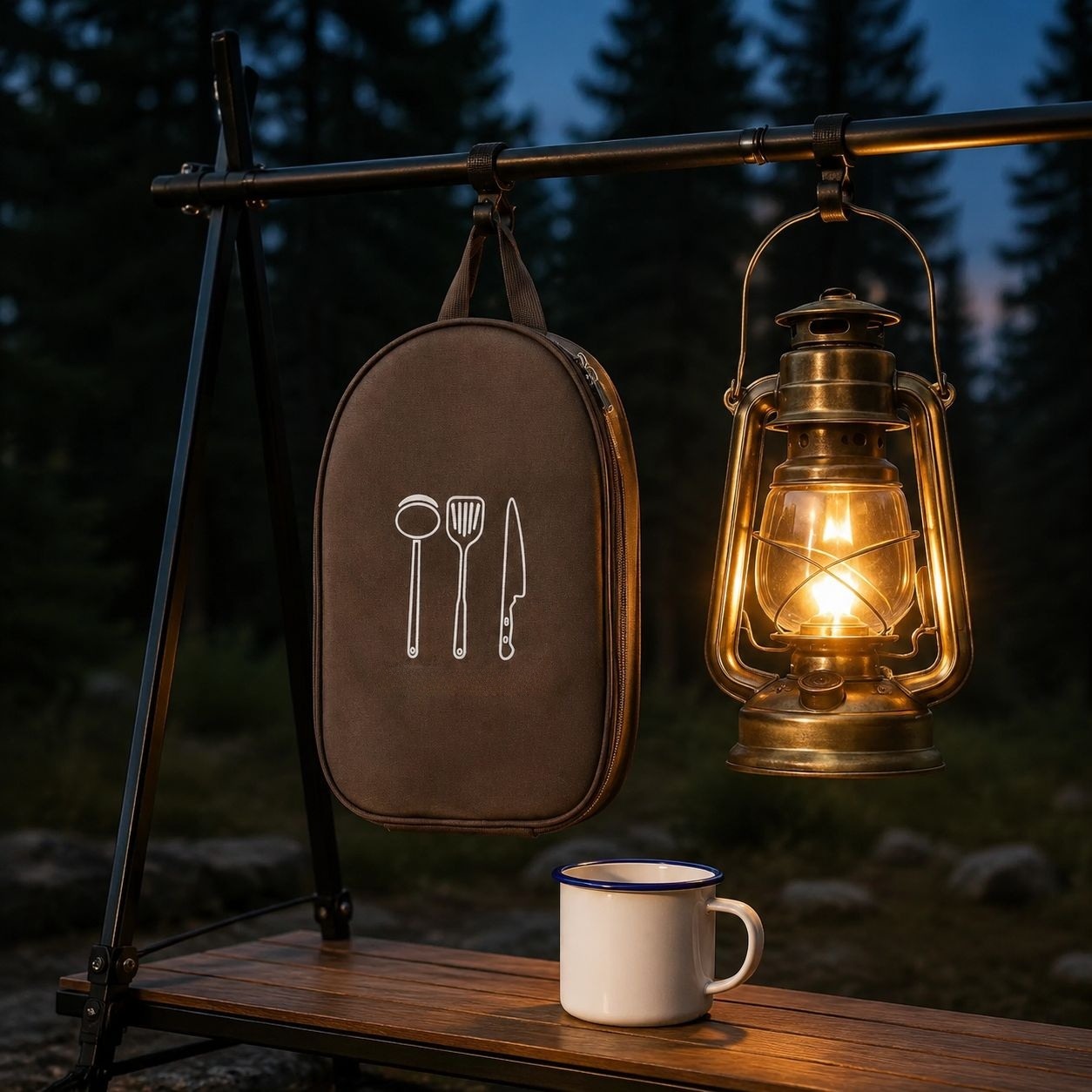 Bolsa de almacenamiento portátil para hornillo y vajilla de camping al aire libre, 