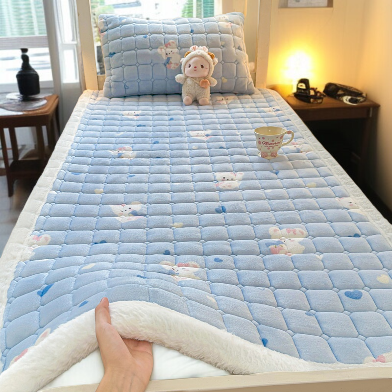 밀키드 두꺼운 매트 이불 침실 싱글 쿠션 세탁기 침대 시트 학생 기숙사 요