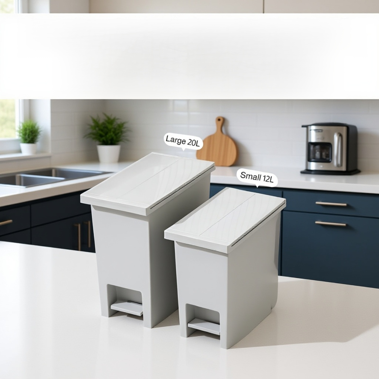 Large Silent Pedal Trash Can for Kitchen & Living Room