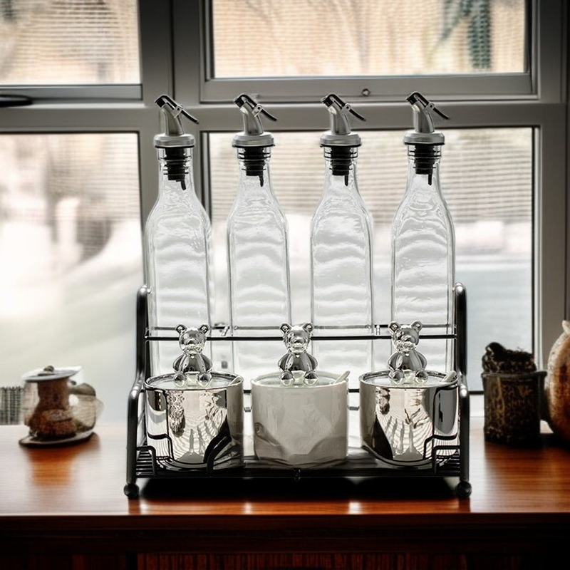 Set de recipientes para especias con caja de almacenamiento