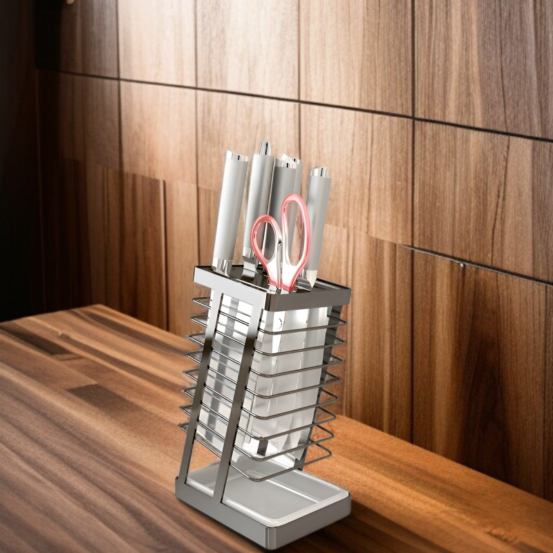 304ステンレススチール製キッチンナイフラックキッチンナイフラック収納ラック家庭用排水カウンタートップ野菜ナイフホルダー収納ラック