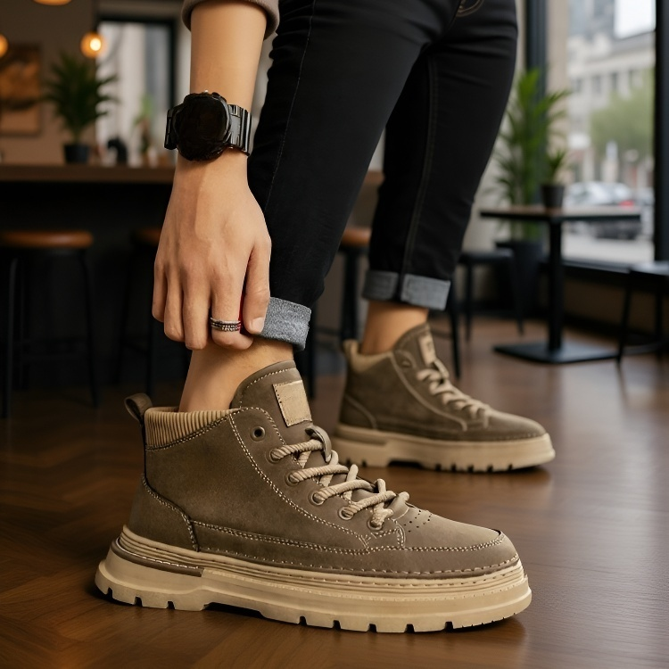 남성 방한 스노우 부츠 착용 예시