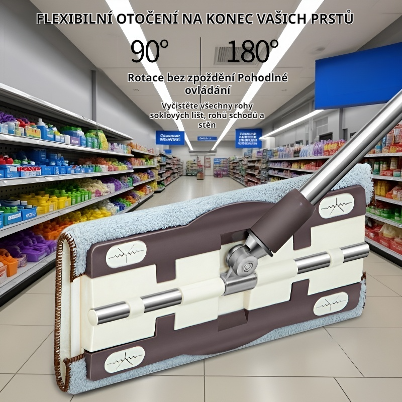 Roztažitelný plochý mop na podlahu, vhodný pro suché i mokré čištění