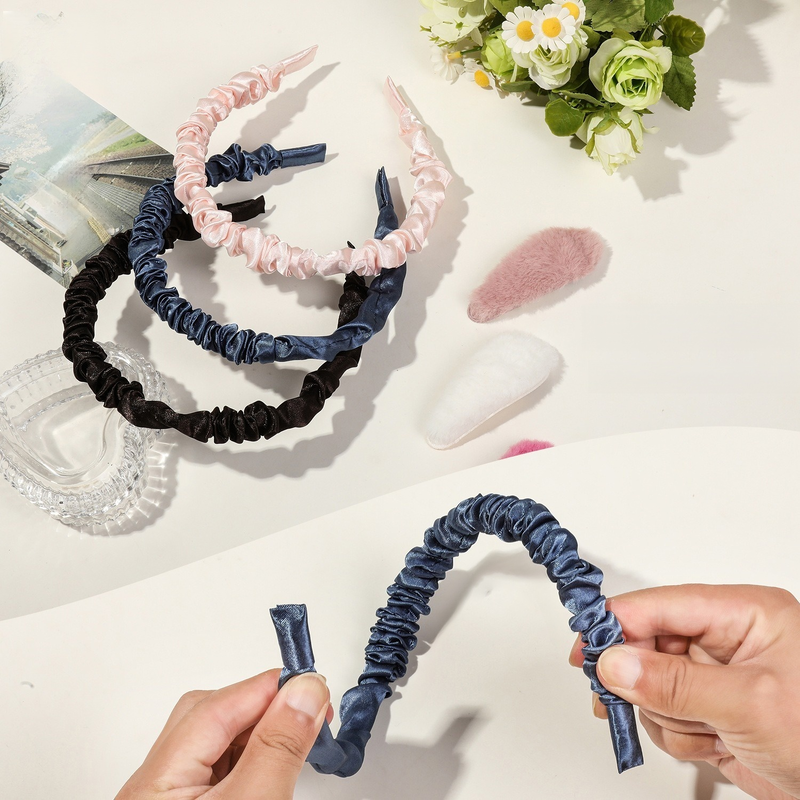 Satin pleated solid color hair accessory BB clip