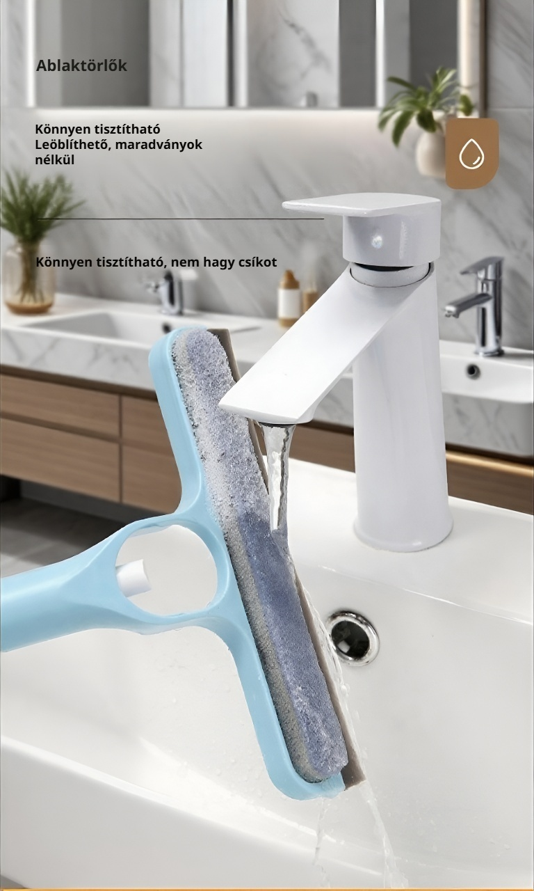 Ablaktisztító eszköz kétoldalas fejjel