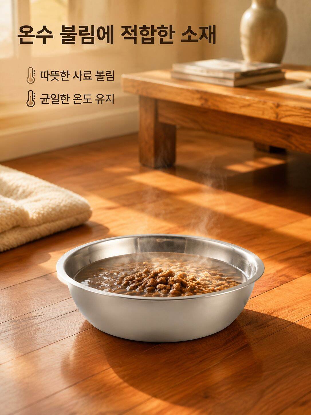 실버 스테인리스 강아지 사료 그릇