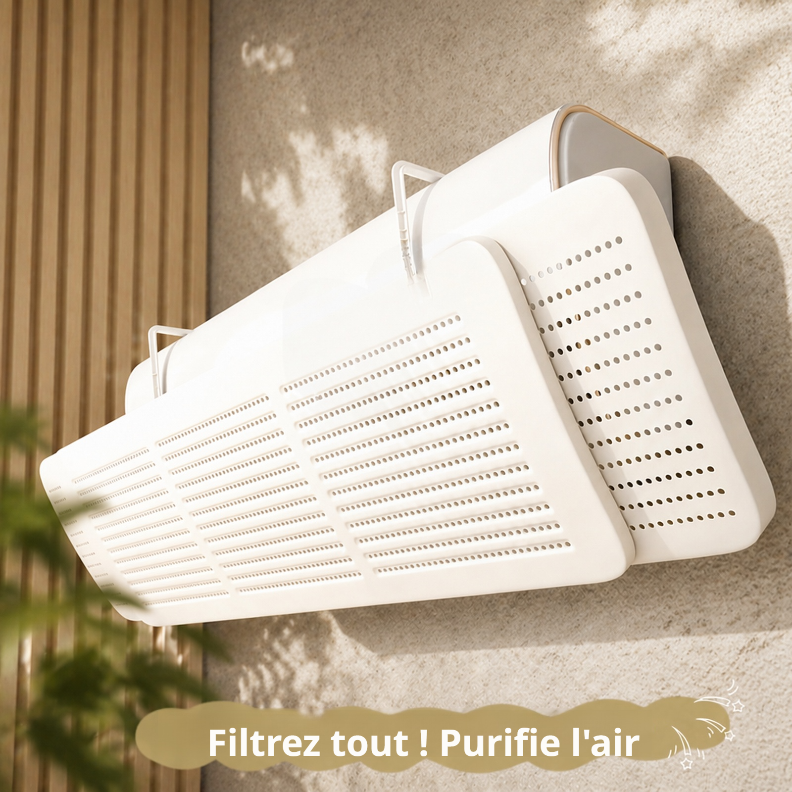 Vue rapprochée du déflecteur anti-vent pour climatiseur