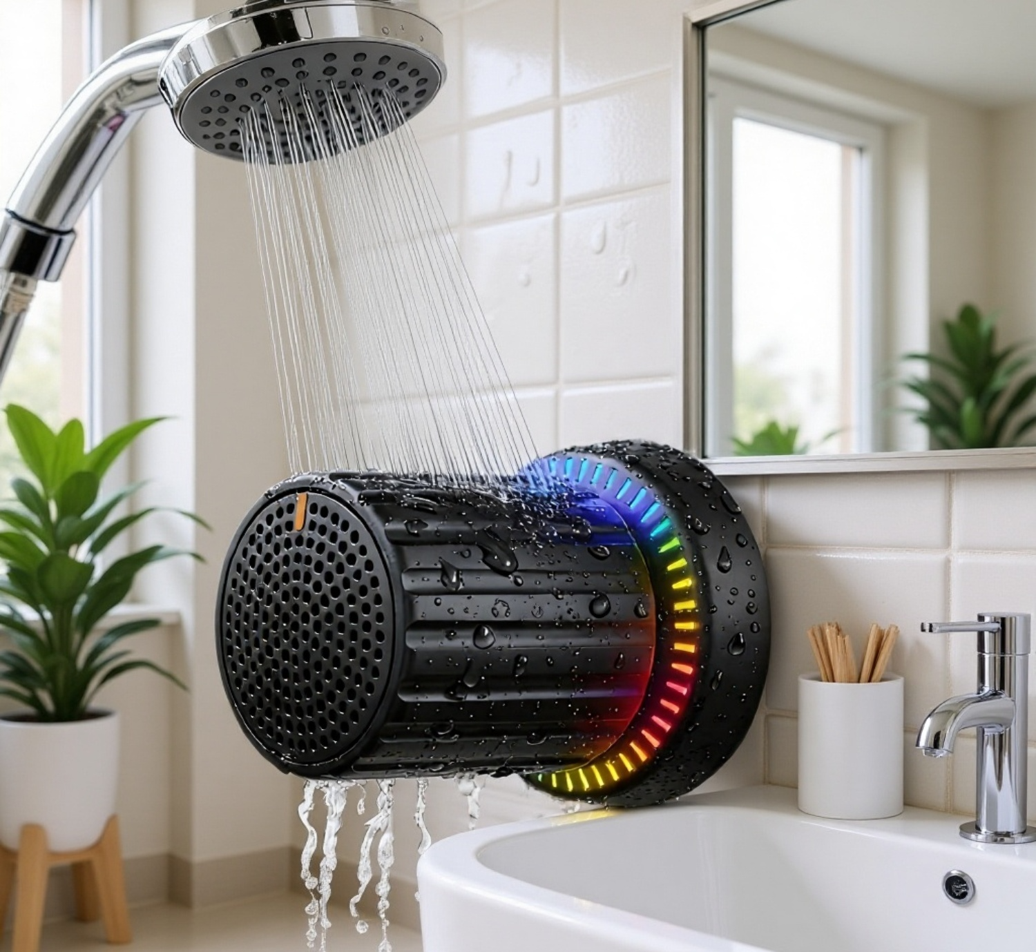 Haut-parleur Bluetooth à bouton magnétique vue de face