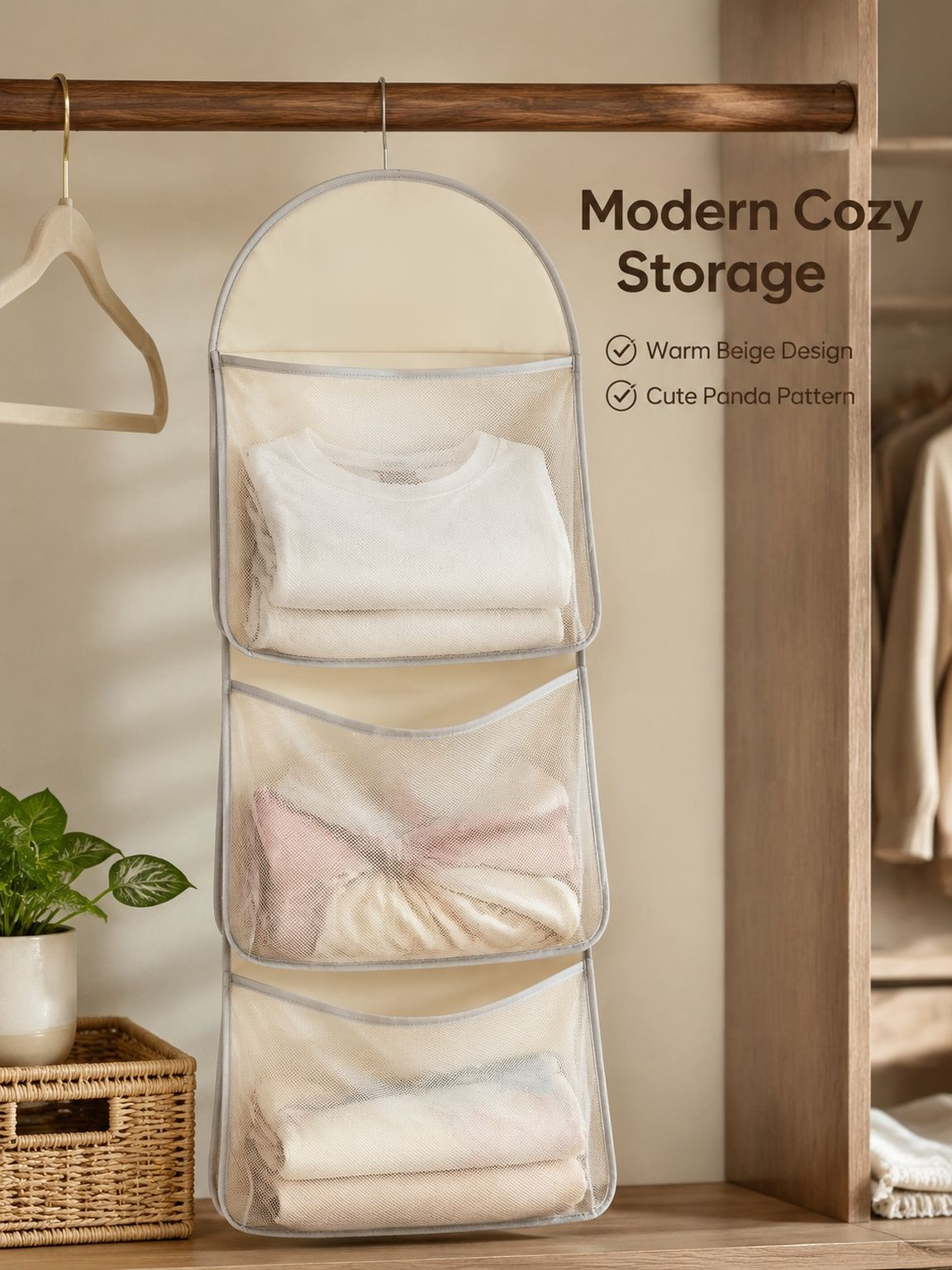 Household Visible Mesh Storage Bag Hanging Organizer for Underwear and Socks
