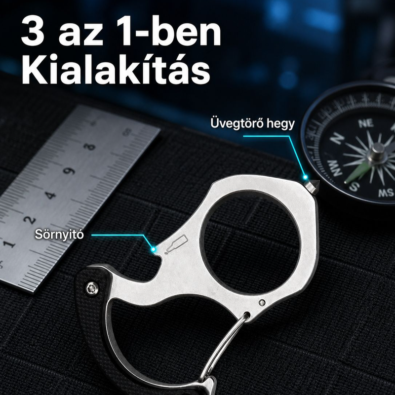 Legális önvédelmi bokszgyűrű kulcstartó többfunkciós gyűrűs üvegnyitó