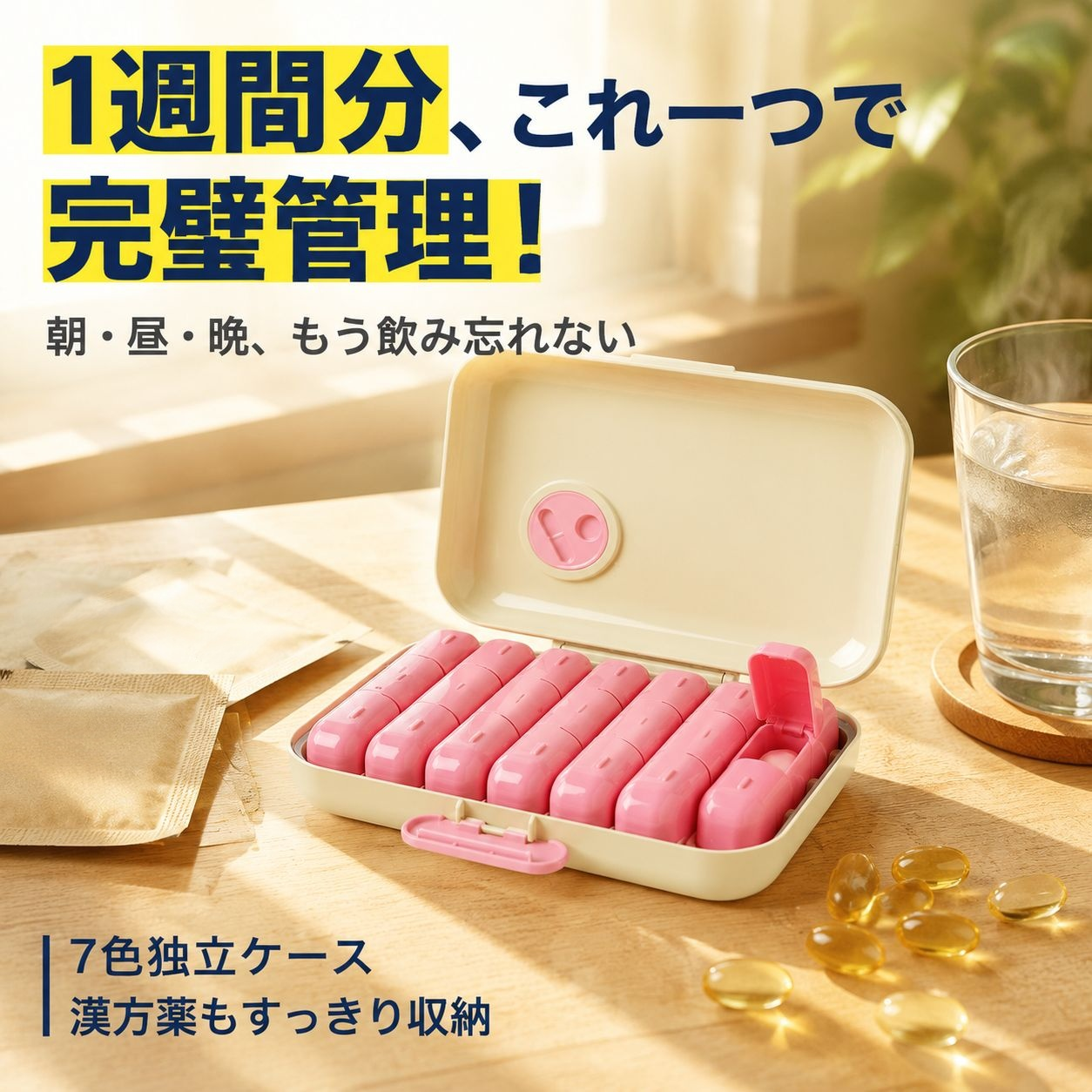 携帯便利な1週間分薬ケース ピル整理収納必須